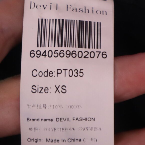 VINYL BUCKLE PANTS XS Devil Fashion Fishnet Cyber Goth Bikercore PVC PU Black - Picture 8 of 15